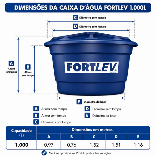 Caixa D água Fortlev 1000l Azul Vertical