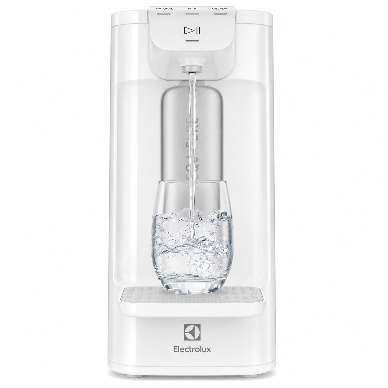 Purificador de Água Gelada Fria e Natural Eletronico Placa Compacto Electrolux PE12B com Filtro Carvão 6 meses ou 3000L Painel