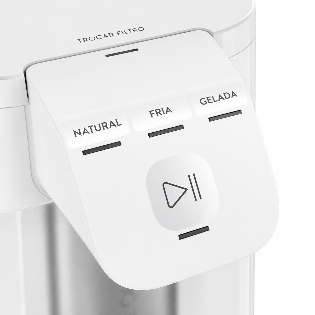 Purificador de Água Gelada Fria e Natural Eletronico Placa Compacto Electrolux PE12B com Filtro Carvão 6 meses ou 3000L Painel